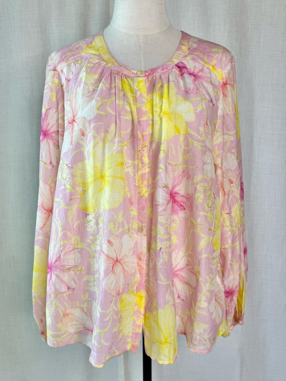 LoveShackFancy Renate Blouse Floral Print Cotton Multicolor Size L